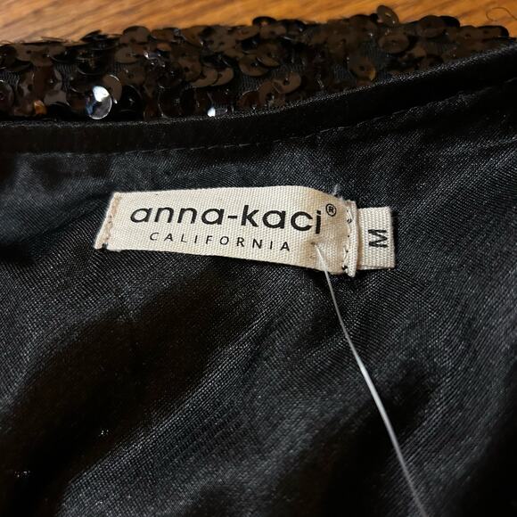 Anna-Kaci One Shoulder Sequin Black Mini Dress Sz Medium Body Con Party Holidays - Picture 3 of 8
